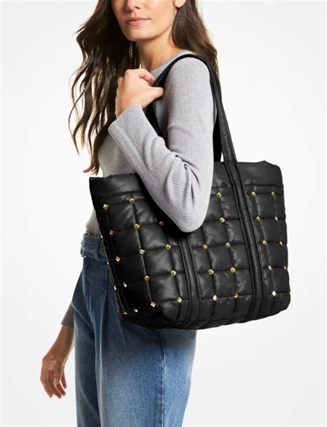 michael kors whitney black and white|Michael Kors quilted tote bag.